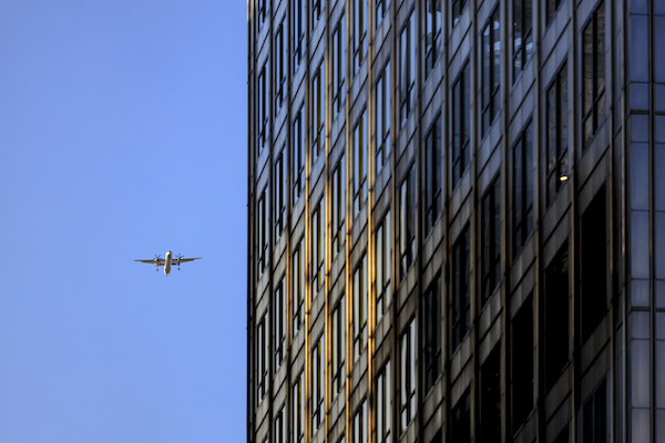 Office and plane in London